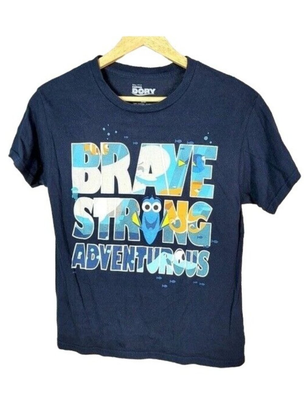 Disney Pixar Finding Nemo T Shirt Blue Med Short Sleeve Brave Strong Adventurous